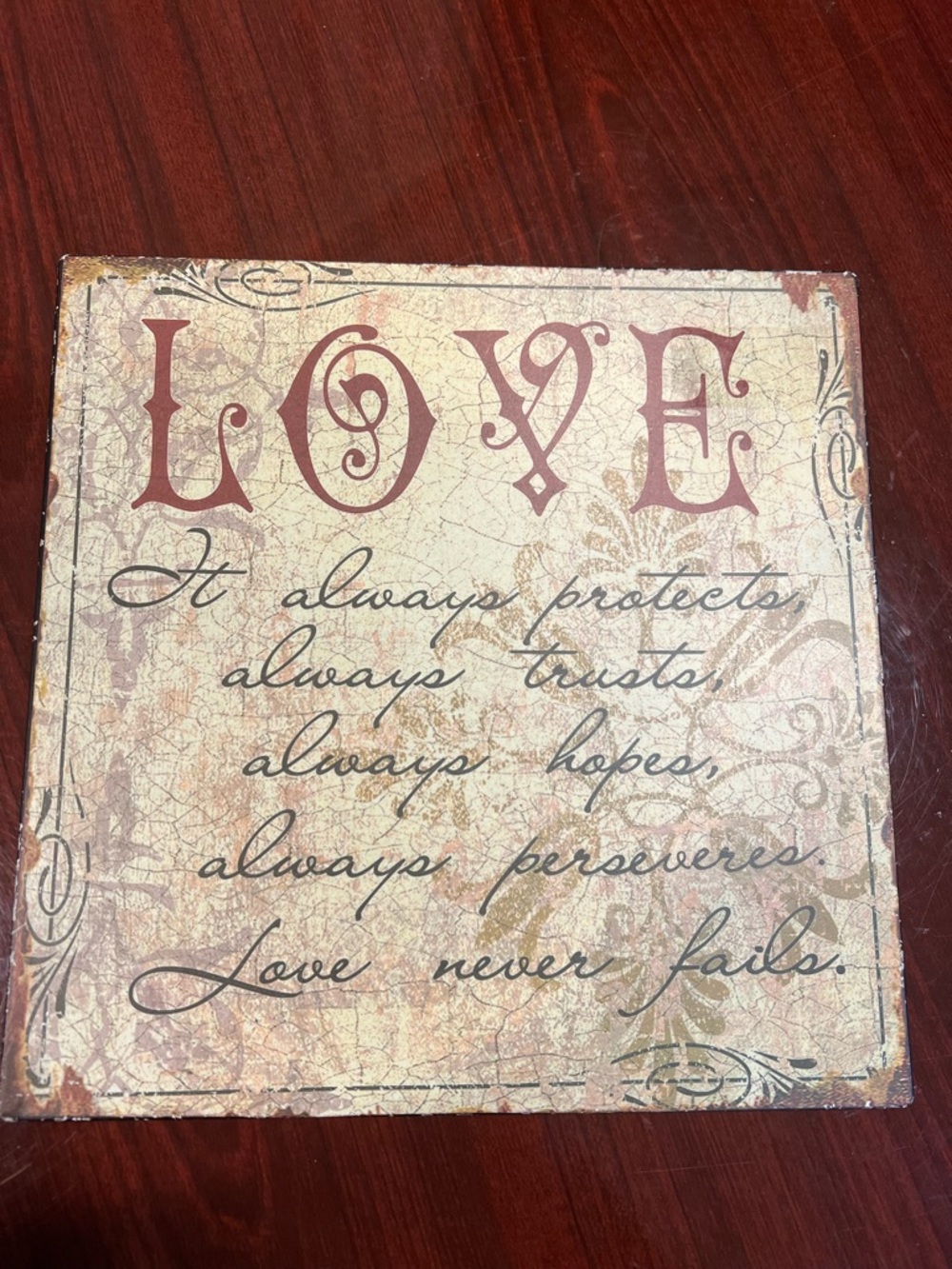 LOVE Script Wall Art Sign in Cream and Brown